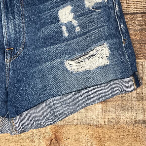 Frame Denim Le Cutoff Jean Shorts Glenbarr Blue Denim Distressed Size 28 - Picture 4 of 9